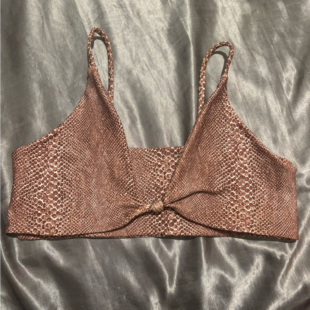 Brown Snake Print Bikini Top